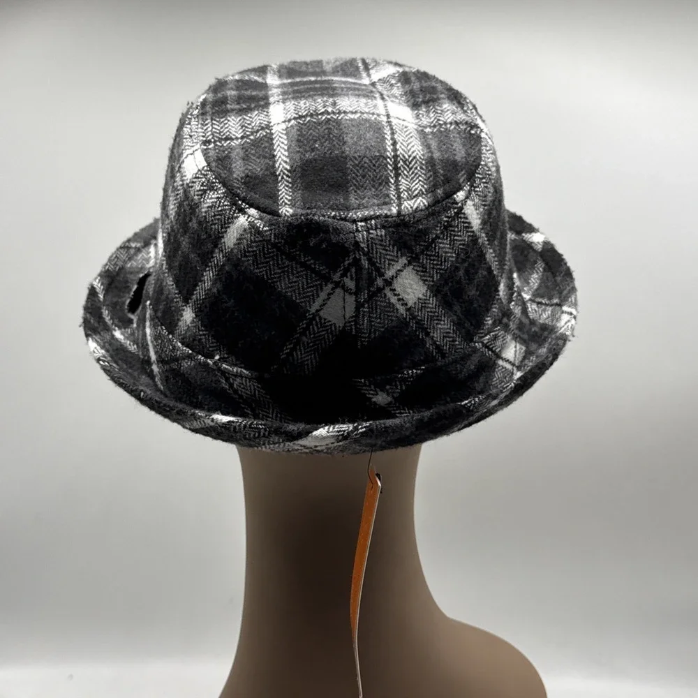 Black Jack DMD Fedora‎ Hat Black Plaid OS Retro 90s Style Dark Academia